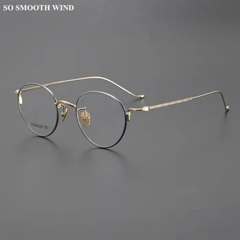 Очки японского бренда в оправе из чистого титана для мужчин и женщин, ультралегкие очки в круглой овальной оптической оправе, очки для близорукости, рецептурные очки
