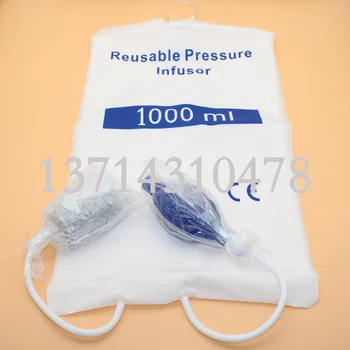 пакет для вливания под давлением объемом 1000 мл, Многоразовый ТПУ и Манометр, Синий надувной шарик из силикона, Специально предназначенный для оказания первой помощи