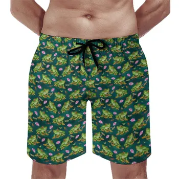 Пляжные шорты с тропическим принтом лягушки, Повседневные пляжные шорты для бега, Удобные пляжные плавки, подарок на День рождения