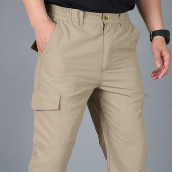 Повседневные летние Брюки-карго, Мужские тактические брюки с несколькими карманами, Мужские военные брюки, водонепроницаемые быстросохнущие брюки размера Плюс S-5XL