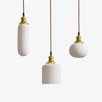 Подвесной светильник в японском стиле, гостиная, Белая керамика, Скандинавские современные Подвесные светильники, Светильник для домашнего освещения ZM1014