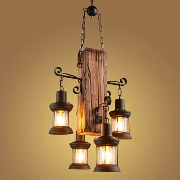 Подвесной светильник из промышленного Дерева для гостиной, ресторана, столовой, спальни, кухни, люстры, стеклянной Настольной лампы