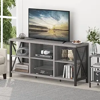 Подставка для телевизора с диагональю 55 дюймов, промышленный домашний развлекательный центр с полкой для хранения в шкафу, современные телевизионные носители из дерева и металла