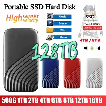 Портативный Оригинальный Высокоскоростной SSD-накопитель 500GB 1TB 2TB 128TB Внешний жесткий диск Mass Storage USB 3.0 Интерфейс для Ноутбуков/Компьютеров