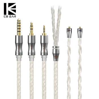 Посеребренный модернизированный кабель KBEAR Expansion 4N, широко совместимый с 2,5 мм/3,5 мм/4,4 мм разъемами-разветвителями для наушников с медным покрытием