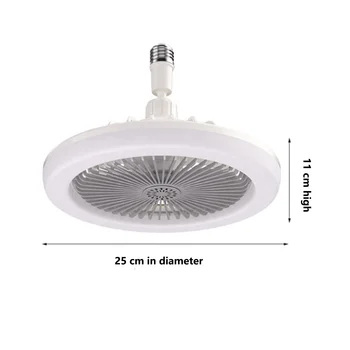 Потолочный вентилятор E27 с подсветкой, закрытая лампа ближнего света, электрический вентилятор, карданный держатель лампы (серый)