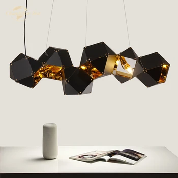 Промышленные светодиодные люстры, освещение в Скандинавском Винтажном стиле, Черные лампы неправильной геометрической формы, Светильники для спальни, гостиной, чердака, столовой