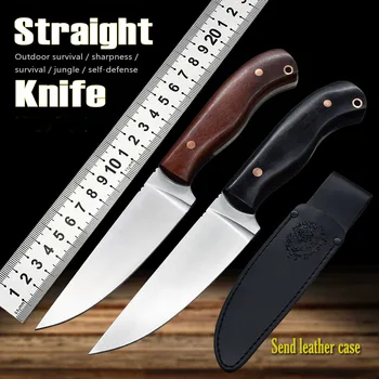 Прямой нож из стали D2 с фиксированным лезвием для переноски, острый и прочный, рыболовный нож, охотничий нож в джунглях, уличный тактический нож