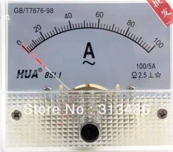 Прямоугольный аналоговый панельный амперметр 85L1 Калибра 100A 64x56 часто используется для регуляторов напряжения...