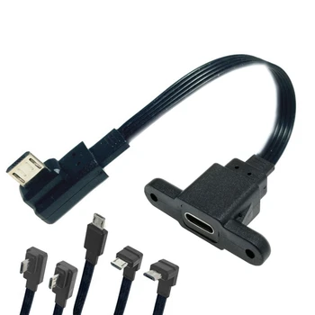 Разъем Type-C под углом 90 ° к разъему Micro-B Micro USB вверх и вниз, влево и вправо, разъем USB-зарядного устройства, кабель-адаптер для передачи данных otg