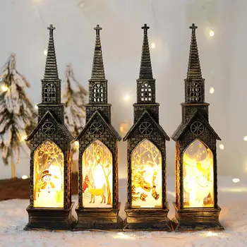 Рождественский светильник на батарейках, Винтажный Рождественский светящийся светильник для дома на батарейках, Портативное украшение для дома, Беспламенный