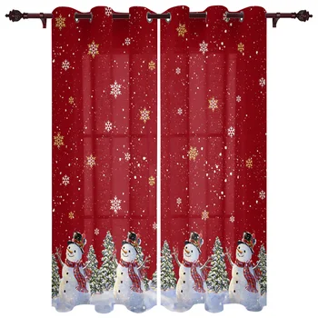 Рождественский снеговик, Занавески в виде снежинок для гостиной, спальни, Роскошные Современные кухонные шторы, Тканевые шторы