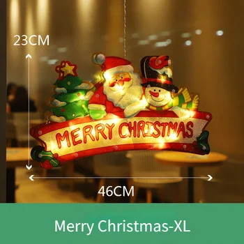 Рождественское украшение, подвесной декор для окон с подсветкой, Рождественские гирлянды с крючком-присоской для Рождественской вечеринки, Витрина для дома