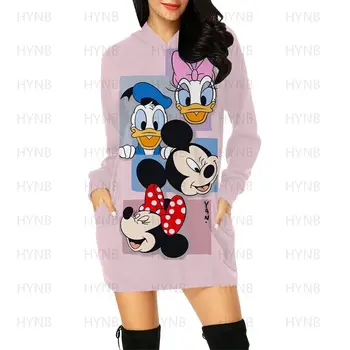 Роскошное вечернее платье Minnie Mouse Kawaii с длинными рукавами, платья для женщин 2022, мини-элегантное платье-свитер Mickey Y2k, женская толстовка с капюшоном