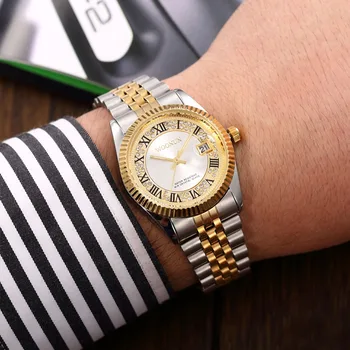 Роскошные Модные Деловые Часы Мужские Часы с Бриллиантами Из Нержавеющей Стали, Кварцевые Наручные Часы С Автоматической Датой, Мужские Reloj Hombre Montre Homme
