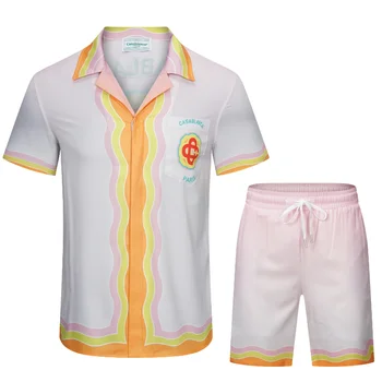 Рубашки Casablanca, короткая рубашка, мужская женская Гавайская пляжная повседневная футболка с коротким рукавом
