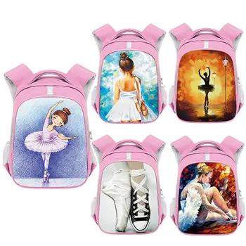 Рюкзак с принтом Балерины из мультфильма, детские школьные сумки, сумка для детского сада, школьные рюкзаки для девочек, Розовый подарок для книг