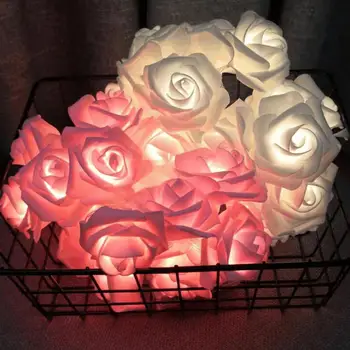 светодиодные гирлянды из цветов Розы 3 м, Гирлянда на батарейках, искусственный букет из пенопласта, сказочные огни для свадебного украшения на День Святого Валентина