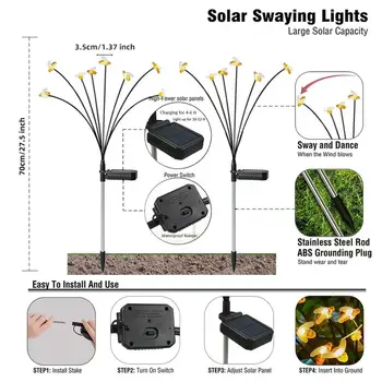 Светодиодные солнечные фонари Bee Firefly Водонепроницаемые солнечные садовые фонари для украшения дорожки во дворе