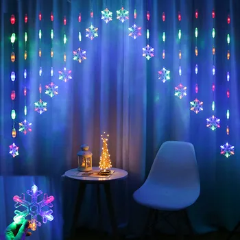 Светодиодный 220 В ЕС штекер звездный занавес, сказочный шнур, Рождественская гирлянда, огни для рождественской вечеринки, свадебное украшение, лампа