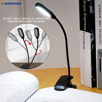 Светодиодный Ночник для чтения книг с защитой для глаз, Гибкая Регулируемая Мини-настольная лампа для учебы, работающая на батарейках, для путешествий, чтения в спальне