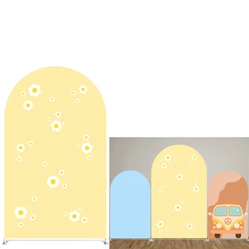 Сине-желтая тема с маргаритками, арка-фон, чехлы для вечеринок, арочные панели, реквизит для украшения свадьбы, Дня рождения и душа ребенка