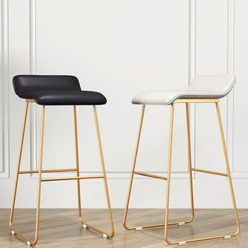 Скандинавский барный стул, современный минималистичный стул на высоких ножках, домашний барный стул, барный стул с железной спинкой, стул для стойки регистрации, барный стул