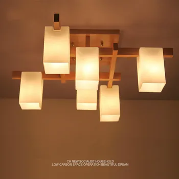 Скандинавский минималистичный креативный светодиодный потолочный светильник в стиле дерева для гостиной, индивидуальный японский ресторан в стиле домашнего деко, стеклянный потолочный светильник