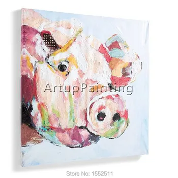 Современная абстрактная картина маслом ручной росписи украшение гостиной животное свинья