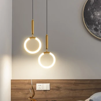Современная круглая кольцевая светодиодная люстра простая подвесная лампа для спальни столовая бар металлическая лампа декоративный блеск внутреннее освещение