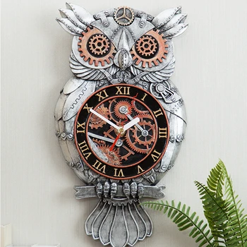Современные креативные настенные часы Wisdomcraft owl из смолы в стиле панк