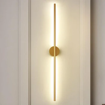 Современный простой линейный трубчатый светодиодный настенный светильник вверх вниз на фоне противоположной стены, светодиодный светильник у кровати, фойе, коридор, черное золотое светодиодное бра