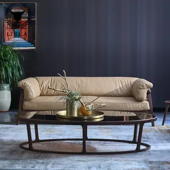Современный скандинавский диван из натуральной кожи североамериканского черного ореха