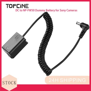 Соединитель постоянного тока Topcine DC к NP-FW50 с фиктивной батареей постоянного тока с пружинным кабелем, совместимый с камерами Sony A7II A6500 A6400 NEX5 A55 ZV-E10