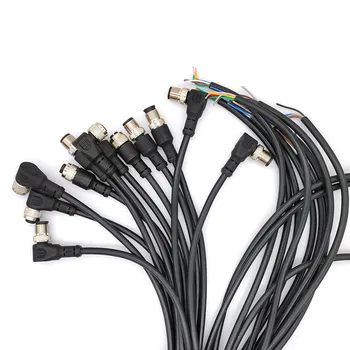 Соединительный кабель датчика M12 Водонепроницаемый штекер Мужской и женский 4 5 8Pin + 2 м ПВХ линия Сенсорные разъемы Типа A
