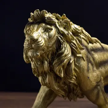 Статуя могучего Льва из смолы, скульптура животного для книжной полки, столовой, дома