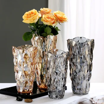Стеклянная ваза в богемном стиле, большие хрустальные вазы 24,5 см для цветочной композиции для дома, гостиной, ванной, кухни, настольного декора