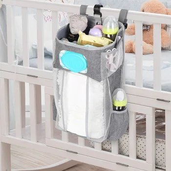 Сумка для подгузников для детской кроватки Подвесная сумка для хранения мамы, Органайзер для вещей новорожденного, Детская кроватка, Колыбель, многофункциональный Комплект постельного белья, складной