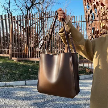 Сумка-тоут из натуральной кожи, Дизайнерская Роскошная Большая сумка для покупок, однотонная сумка-мессенджер на тонком ремешке, сумки для женщин
