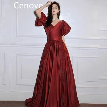 Темно-красное платье для выпускного вечера с V-образным вырезом, Летние Элегантные Вечерние платья для женщин 2023