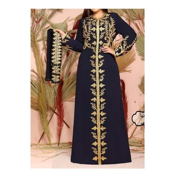 Темно-синее платье Кафтаны Платье Фараша Абайя Дубай Марокко Свадебное Модное Длинное Платье