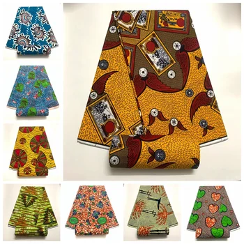 ткань Анкара, африканский принт из настоящего воска, 100% хлопок, швейный материал для платья 2023, высококачественная восковая ткань, африканский котон, 6 ярдов