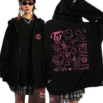 Толстовки с капюшоном и принтом альбома Twice Kpop 2023, Уличная одежда с длинным рукавом, Пуловер, толстовка на молнии