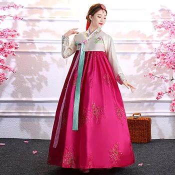 Традиционное Женское платье-Ханбок Retuo в Корейском стиле, Винтажное платье-Ханбок с V-образным вырезом, Вечернее платье-Ханбок, Женская Туника, Национальные Костюмы