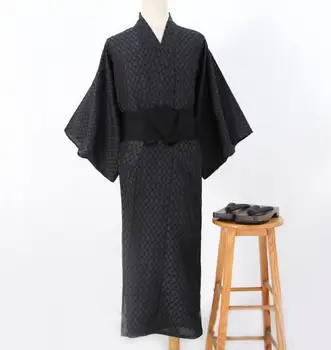 Традиционное японское Кимоно, мужская сетка, Винтажный летний халат в тонкую черную полоску