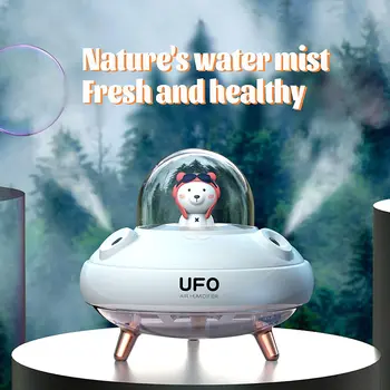 Увлажнитель Воздуха Двойной Спрей UFO Мини Ароматерапевтические Увлажнители Воздуха Диффузоры 400 мл Ночник Тихий Портативный USB Заряжаемый Для дома