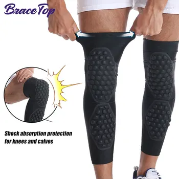 Удлиненные наколенники, дышащие защитные компрессионные наколенники для ног, бандаж для футбола, баскетбола, велоспорта, защита для ног