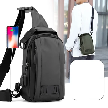 Уличная сумка Через плечо, Мужская Походная Нагрудная сумка, Водонепроницаемая нейлоновая Походная USB-зарядка, Походная Нагрудная сумка