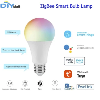 Умная лампа Zigbee с поддержкой голосового управления для SmartThings Hub Google Home Alexa Echo Dot Tuya eWeLink