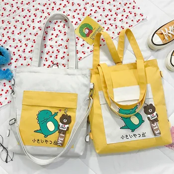 Универсальный Рюкзак для девочек в корейском стиле, Большая вместительная художественная сумка через плечо, милая холщовая сумка, цельный Дропшиппи